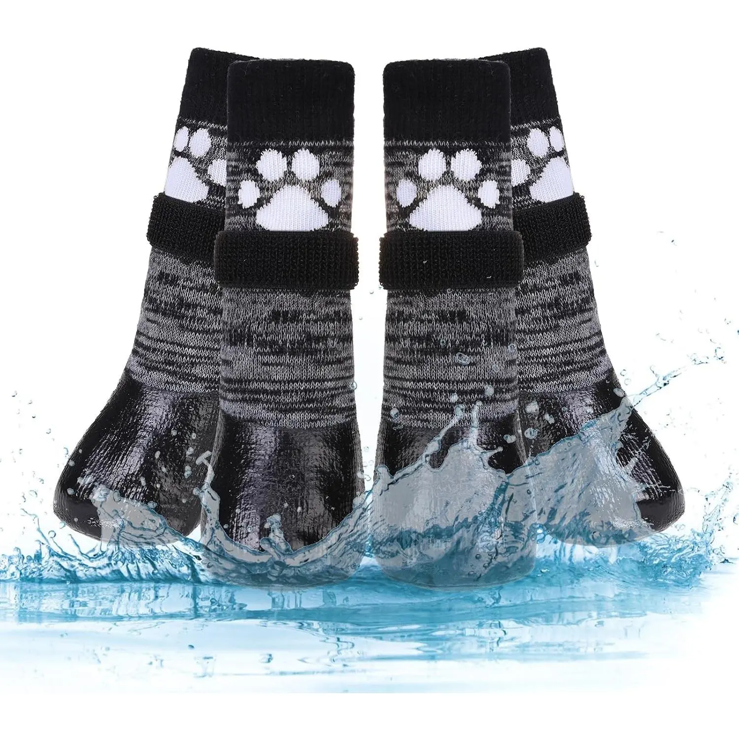 Large Dog Paw Protectors with Anti-Slip Straps, Waterproof Fabric, Traction Control Socks