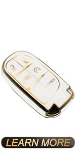Key Fob Cover Compatible with Jeep Gladiator Wrangler Wagoneer Flip 4 Buttons TPU Remote Keyless Key Fob Case Protection Shell Accessories, White