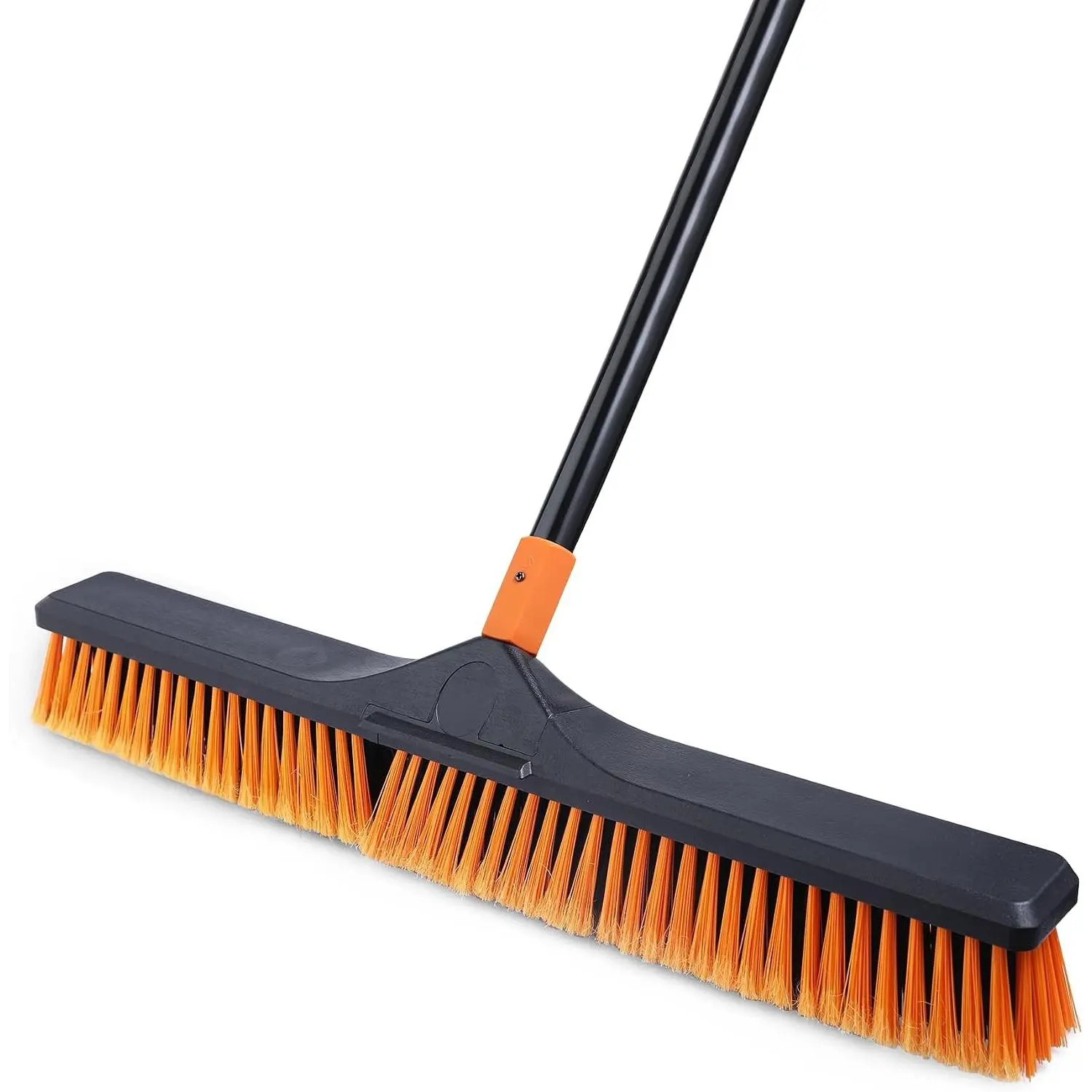 24" Push Broom Brush Outdoor for Shop, Deck, Garage, Concrete - 65” Long Handle, Stiff Bristles, Heavy Duty Industrial Commercial Grade for Sweeping Fallen Leaves, Snow, Gravel and Water