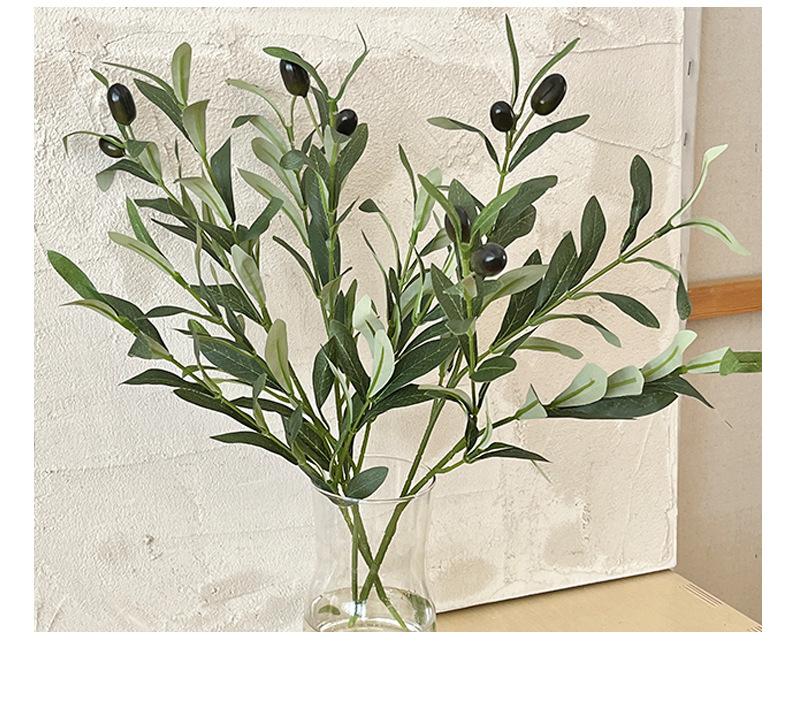 4-pronged artificial olive leaf, artificial green plant with fruit, olive branch, green tree branch