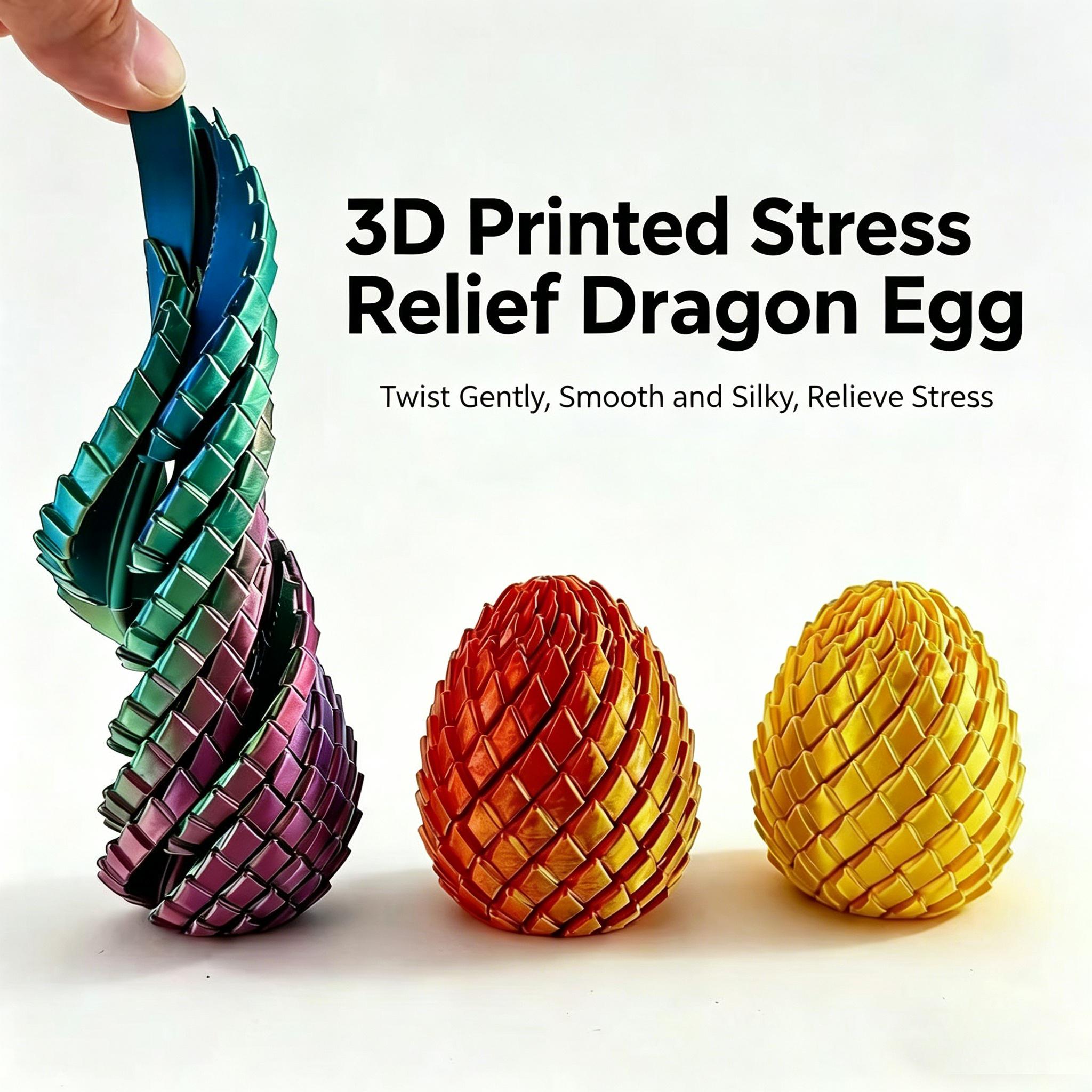 3D Printed Dragon Egg Stress Relief Toy, Transformable Twist Egg, Creative Stress-Relief Gadget, Children's Toy
