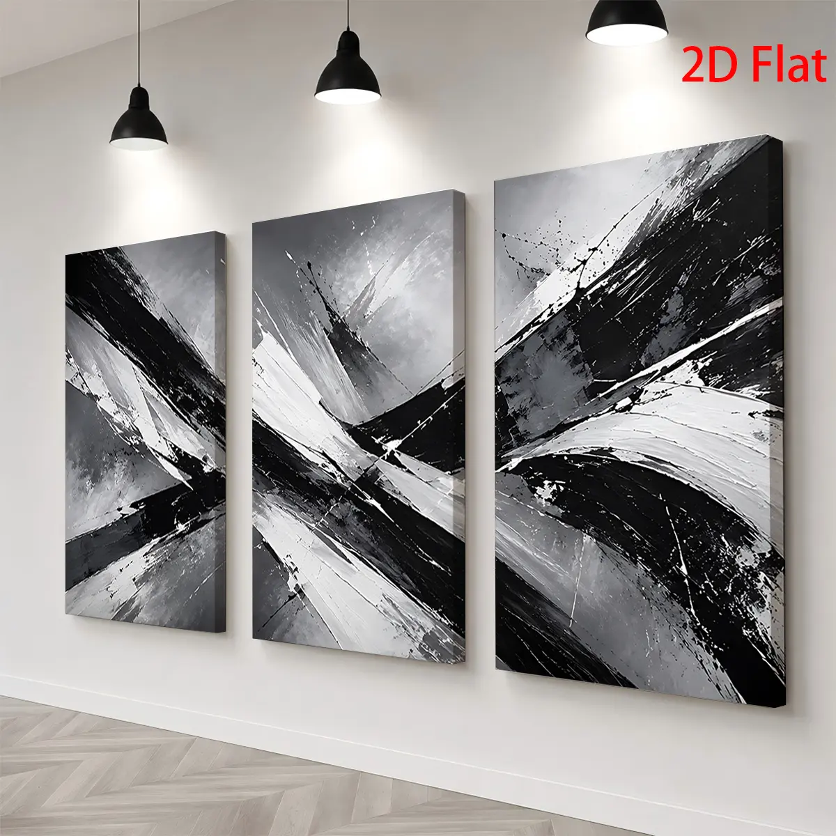 3 2D abstract black and white paintings with dynamic brushstrokes, canvas wall art, waterproof canvas prints, ready to hang, home room decoration gift, suitable for Father's Day, graduation, birthdays, 4th of July, back-to-school season, Mother's Day, and