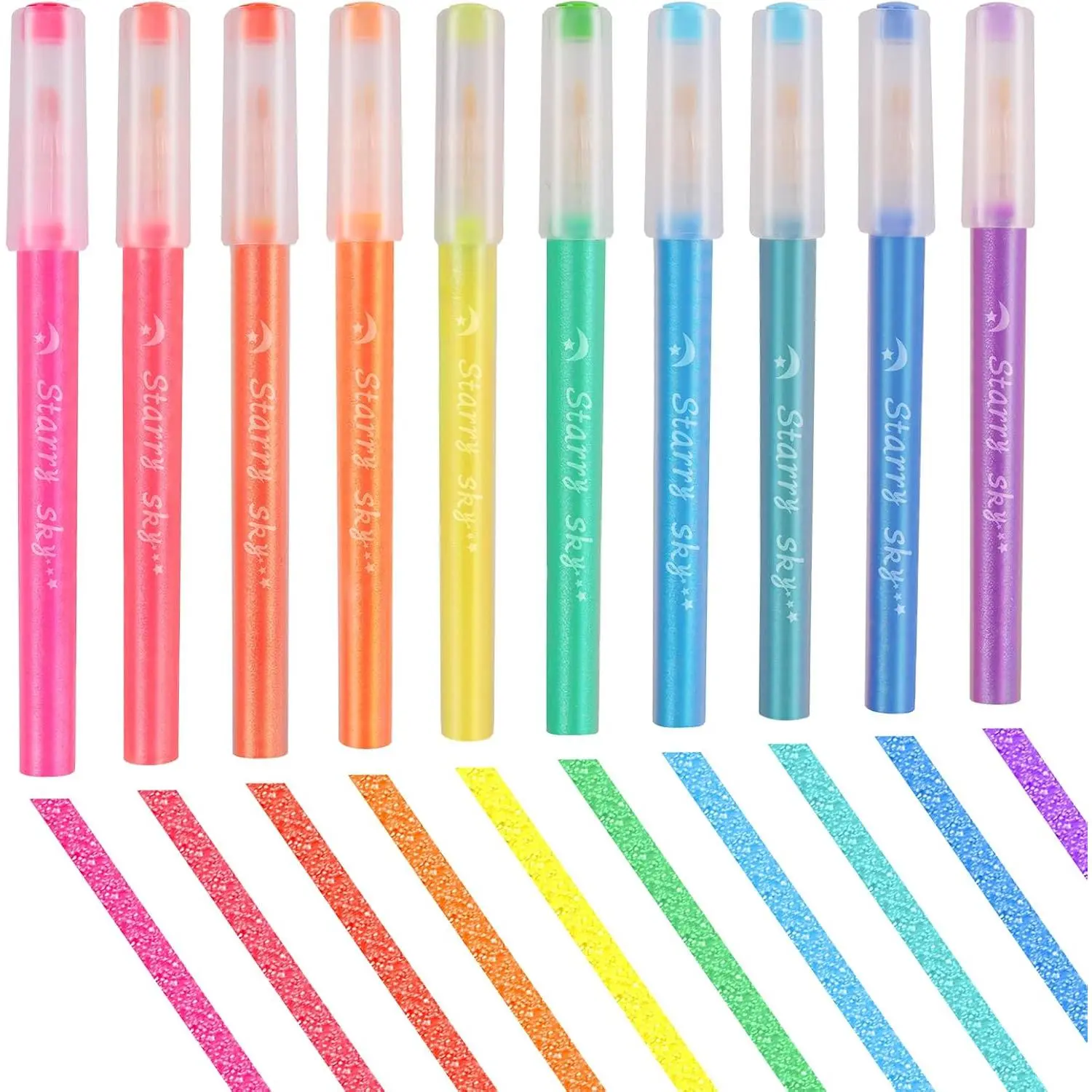 Pastel Glitter Highlighters 10 Pack, No Bleed Sparkle Highlighter Markers with Chisel Tip, Aesthetic Mild Colors Sparkly Journaling Pens for , Planners, Coloring Books, School