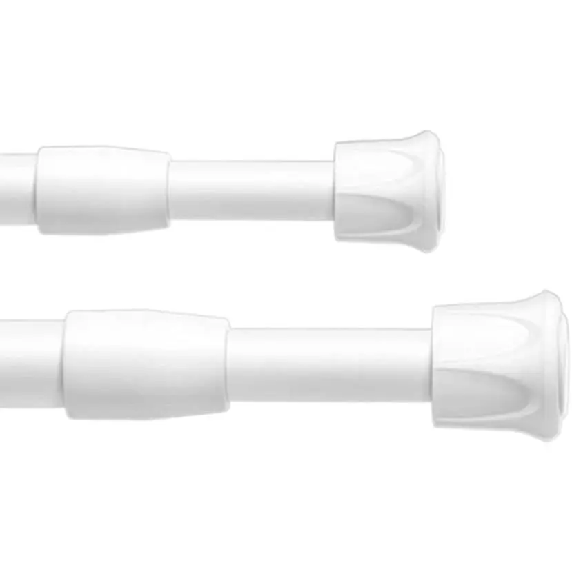 2 Pack Adjustable Spring Tension Curtain Rod for Cupboard Bars, White Extendable Small Short 15.7-28 inch Spring Tension Closet Rods for Shower Bathroom Window Wardrobe
