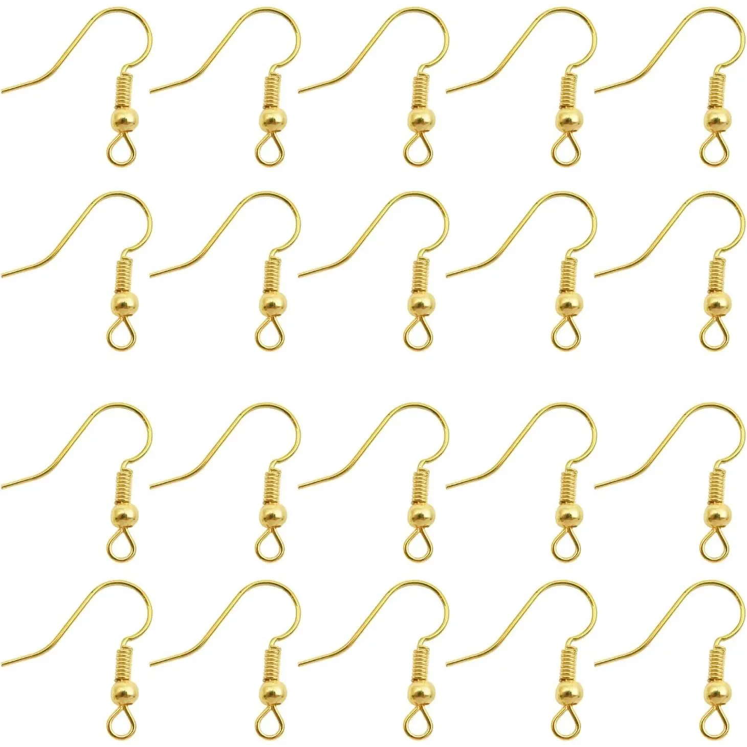 100 count Earring Hooks   Ear Wires with Ball  Coil 18mm  T Fish Hook Earrings Making Supplies for DIY  Making