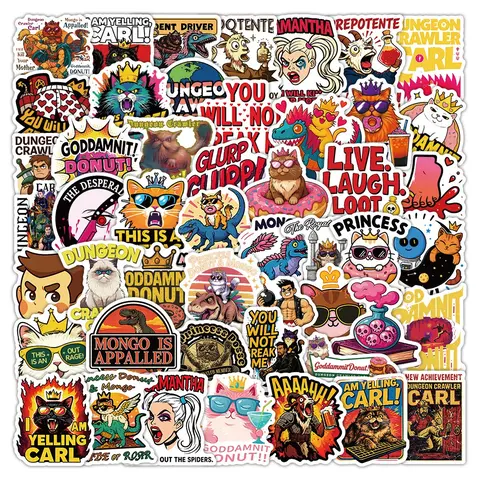 50pcs Sticker Set Featuring Dungeon Crawler Carl - Stickers, Sticker Packs, Decorative Decal Ideal for Scrapbooking, Decorating Water Bottles, Skateboards, Diaries, Laptops, Tablets, Refrigerators, Suitcases, Gift Bags Decorative Stickers