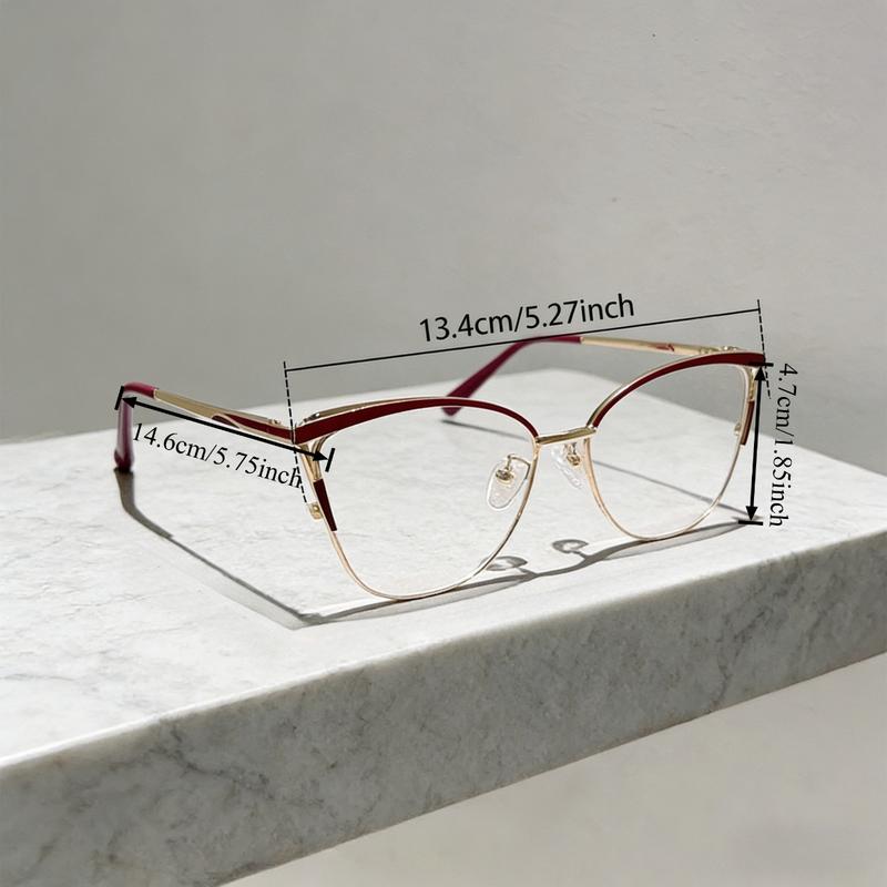 Cat-Eye Metal Frame Blue Light Blocking Glasses Minimalist Smooth Front Design Premium Anti-Blue Light Eyewear for Daily Screen Use Professional Lens Tech Lightweight All-Day Comfort Clear True-Color Lenses