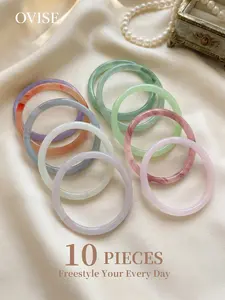 10-Piece Set Chinese Jade Bangle Bracelet with Gift Box, Perfect for Blessing and Memorial, 62mm Wave Print Elegant Mini-Helmet
