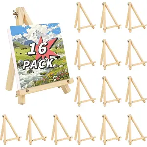 16 Pack 9 Inch Wooden Tabletop Art Easel Stand, Small Painting Easel for Canvas & Signs, Perfect for Artists and Students