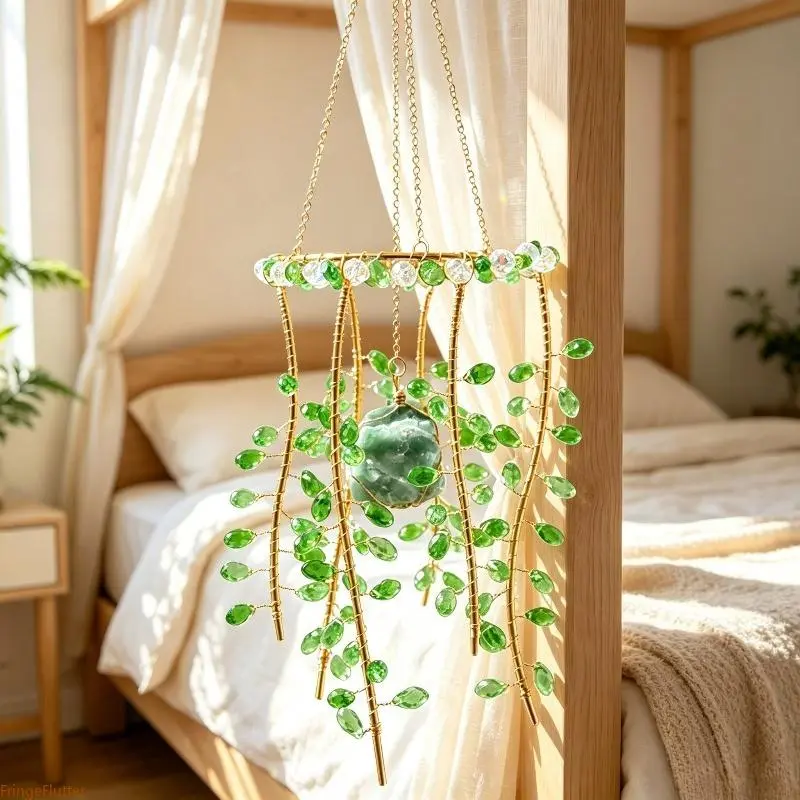 1pc Colorful Crystal Rainbow Suncatcher Window Hanging Ornament - Beaded Artificial Crystal Light Catcher, Green Home Decor for Living Room, Holiday Party & Summer Aesthetic Room Accessory