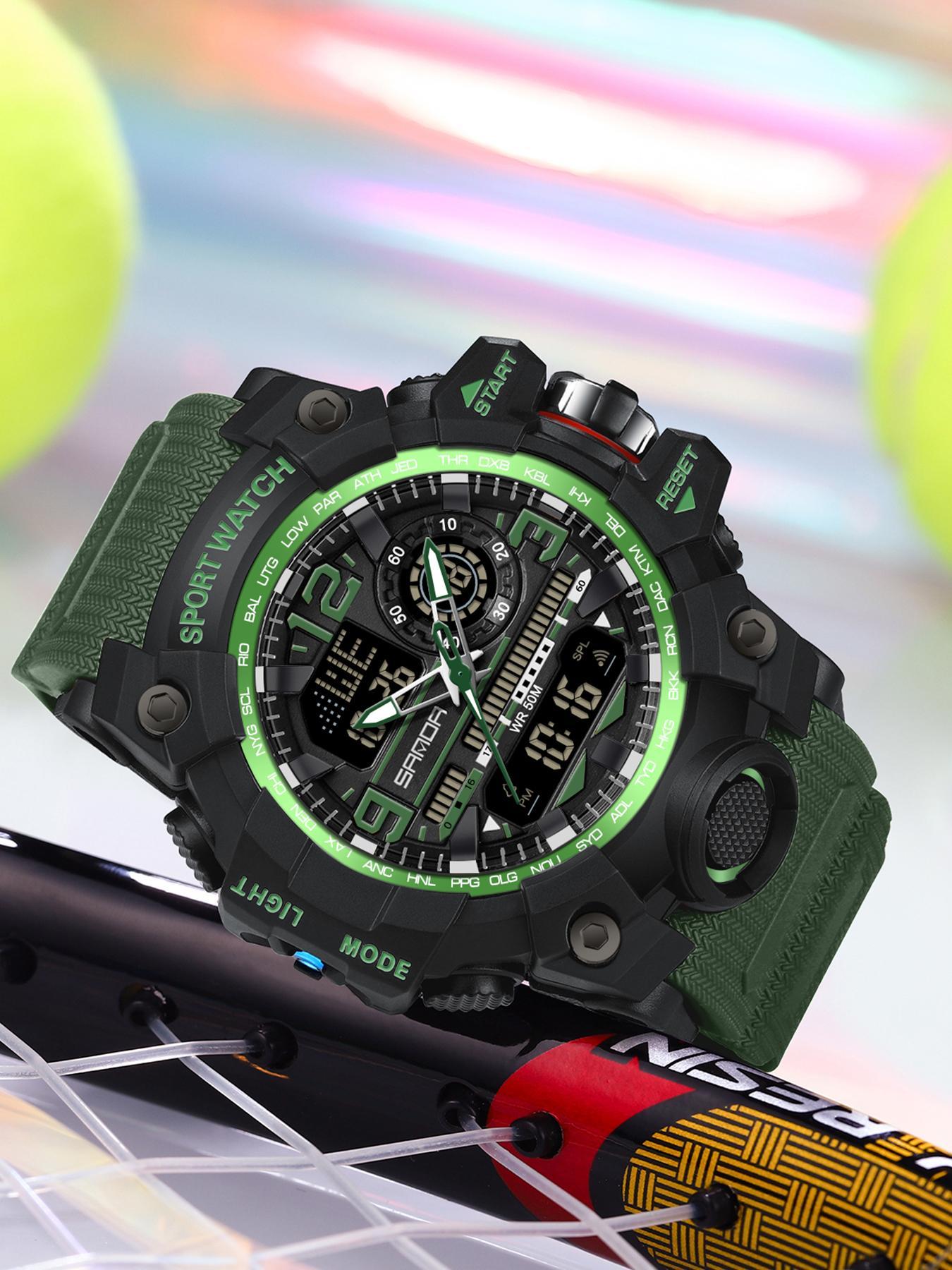 Men's Sportive Analog-digital Quartz Watch, Fashionable Waterproof Watch with Luminous & Alarm & Calendar Function, Waterproof Multifunctional Watch with Box