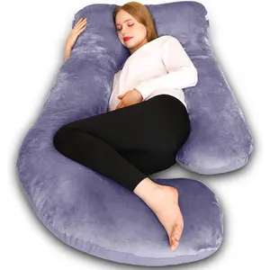 Comfortable Home-use U-shaped Full-body Maternity Pillow 58inch Essential Sleep Pillow for Pregnant Women with Removable Pillowcase