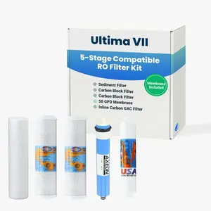 Ultima VII 5 Stage Reverse Osmosis  Filter Kit - Compatible with Ultima 7 RO System, Includes 50 GPD RO Membrane  Essentials - Annual  Change Every 6 to 12 Months