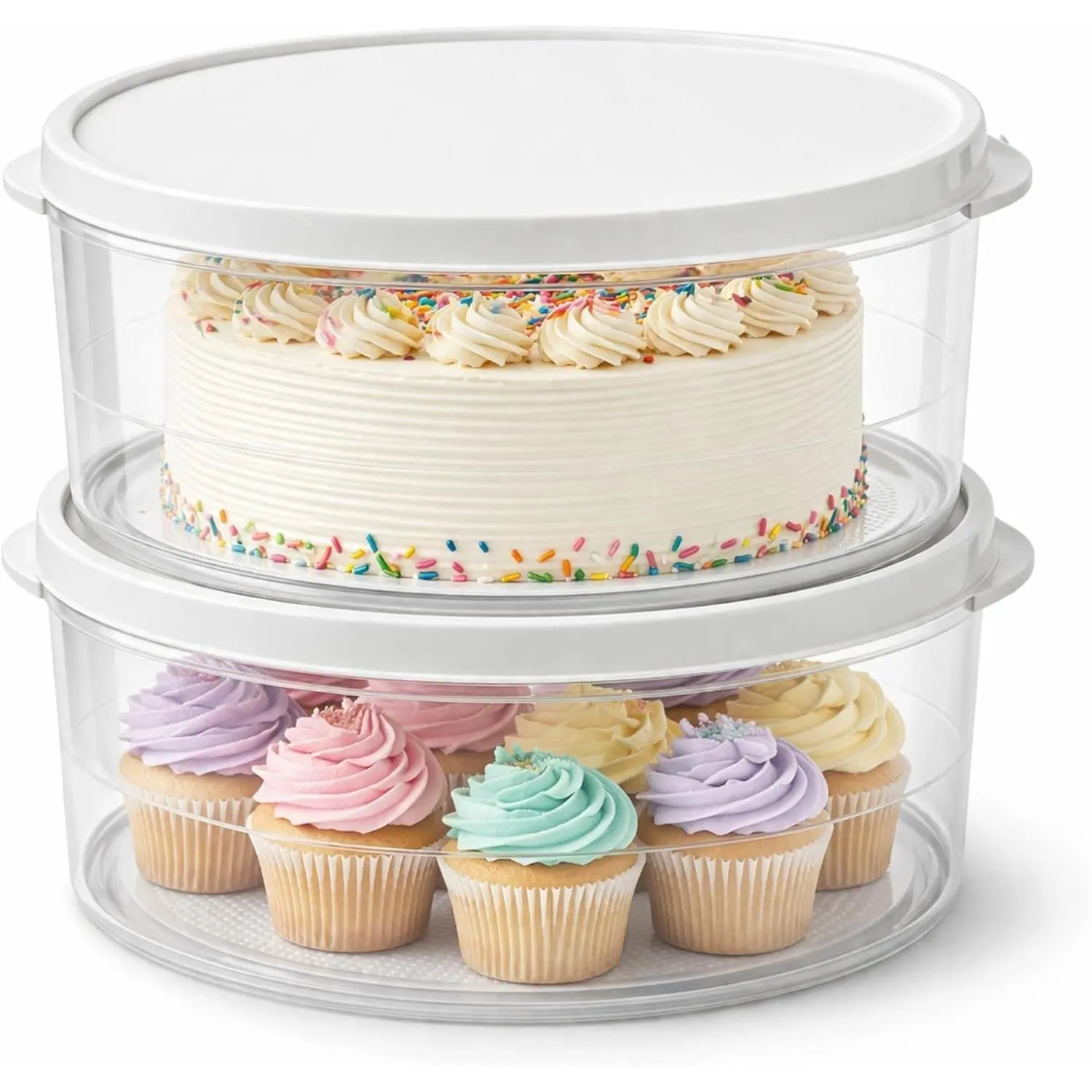2-Pack 10-Inch Airtight Food Storage Container with Lid - Portable Carrier for Pies, Cakes, Cupcakes & More - BPA-Free Clear Plastic - Secure & Easy Transport