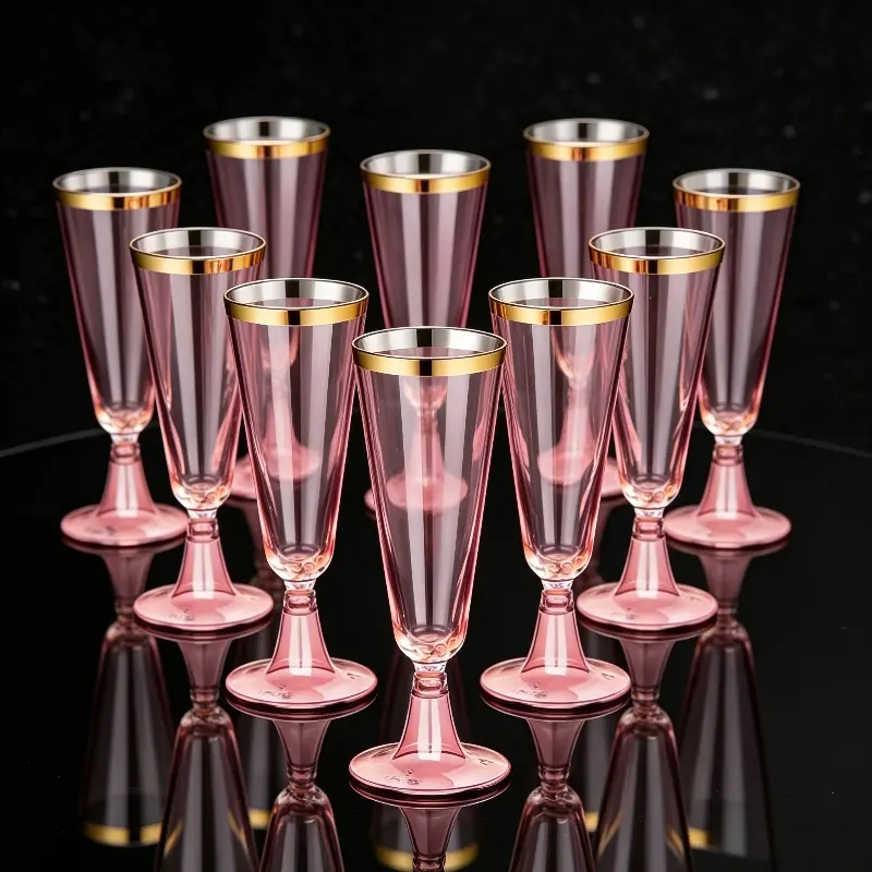 43Pcs Flute Champagne Glass, Creative Pink Phnom Penh Champagne Glass, Plastic Pink, Goblet, Cocktail Glass, Reusable for Birthday Parties, Valentine's Day, Easter, Weddings Halloween Parties (shipping in boxes)