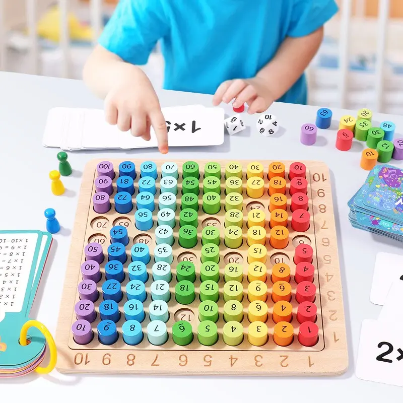 Fun Wooden Multiplication Table, Math Learning Board Toy, Educational Math Puzzle for Kids, Perfect Gift for Boys & Girls