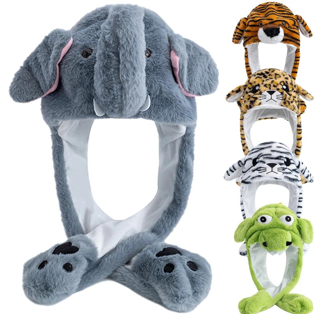 New Style Unisex Funny Ear Hat Animal Elephant Couple Cute Ear Moving Up Cap Men Women Rabbits Ears Plush Winter Lovely Hat ﻿