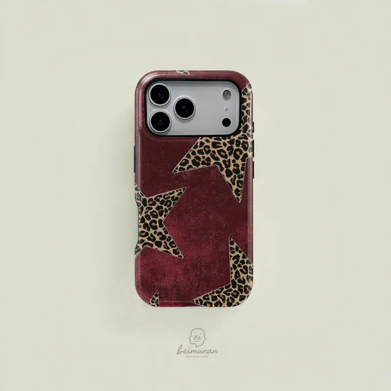 Leopard Star Pattern Two-In-One Phone Case Casing, Durable Shockproof Fashion Protection for iPhone 11-17 Pro Max, Samsung Galaxy S25-S23 Ultra, Accessories