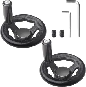 2 Pack 0.47x4inch Diameter Round Hand Wheel Three-Spoke W Revolving Knob Handle for Mill Drillpress Crank Lathe
