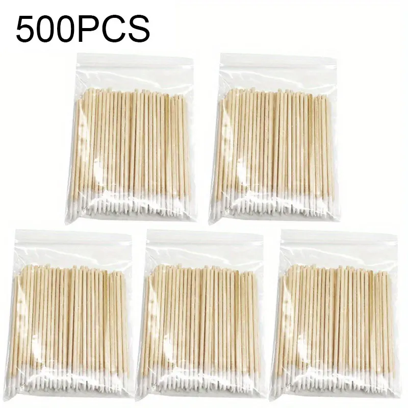 500Pcs Professional Nails Wood Cotton Swab Clean Sticks Bud Tip Wooden Cotton Head Manicure Detail Corrector Nail Polish Remover Art Tools