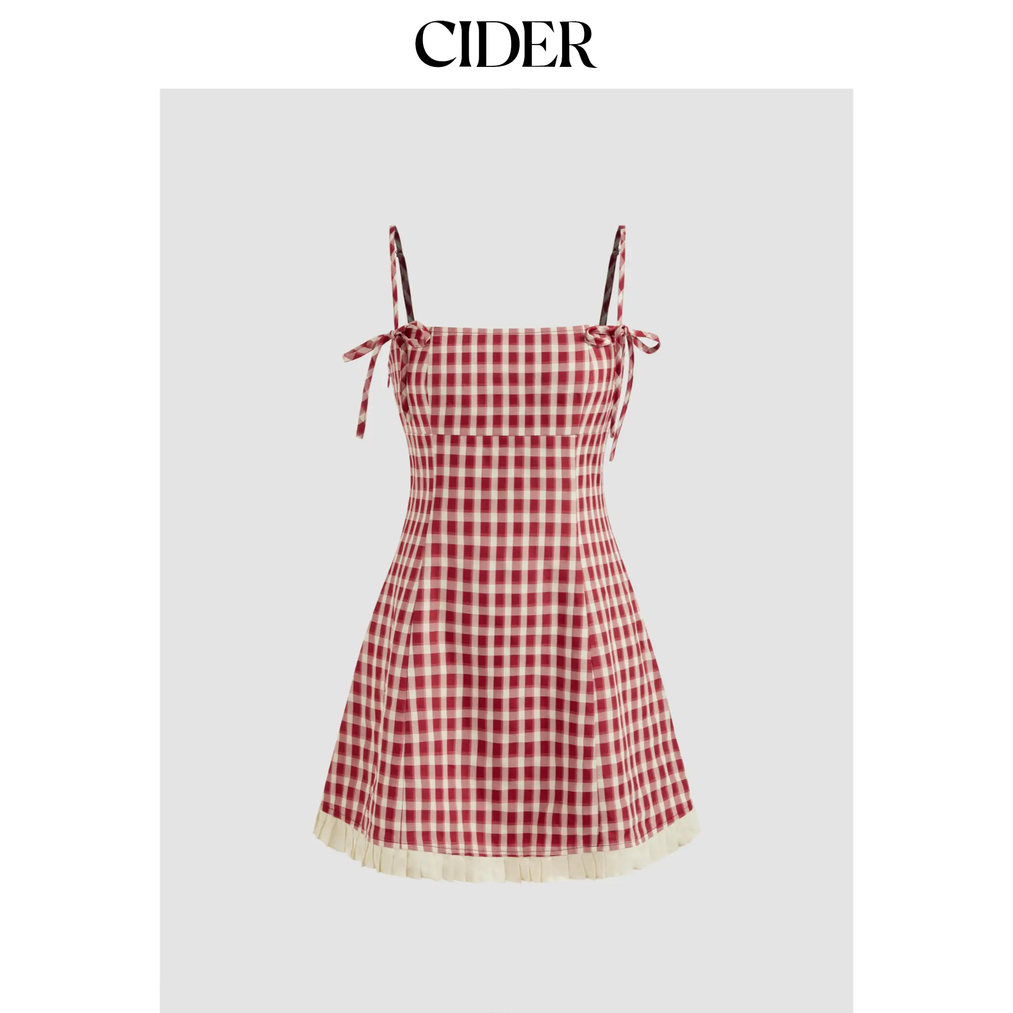 Cider [size 0-10] Square Neck Gingham Knotted Mini Dress SummerFinds