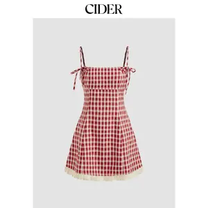 Cider [size 0-10] Square Neck Gingham Knotted Mini Dress Dealsforyou