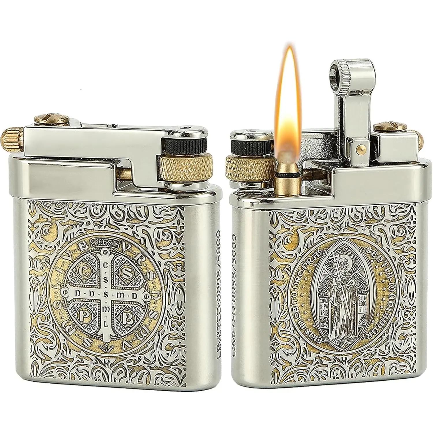 Vintage Trench Lighter, Refillable Kerosene, Mechanical Brass Lighter, Soft Flame, Unique Gift for Men, Dad, Husband (Constantine)