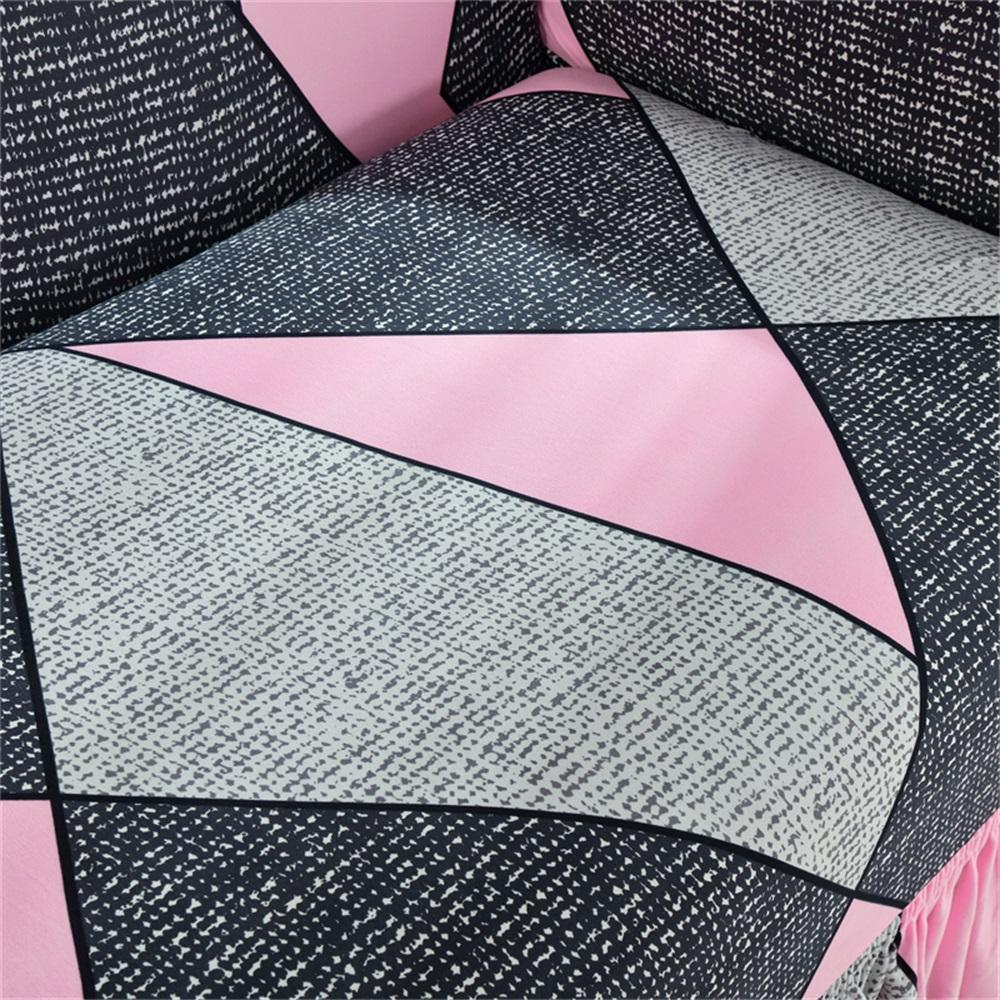 Geometric Pattern Stretch Sofa Cover, Couch Cover, 1 Count Elastic Sofa Slipcover with Ruffle Trim, Dustproof Sofa Protector for Home Living Room, Sofa Protector for Home Living Room