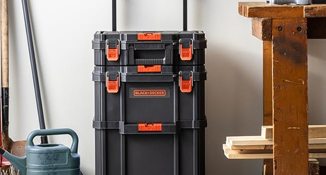 beyond by BLACK+DECKER BLACK+DECKER BDST60500APB Stackable Storage System - 3 Piece Set (Small, Deep Toolbox, and Rolling Tote)