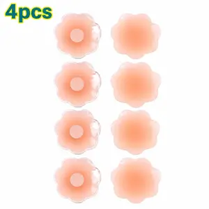 4-Pack Reusable Breast Adhesive Patches, Strapless Invisible Self-Adhesive Bra Inserts, Women's Underwear Accessories, Comfortable & Secure Fit, Sticky Bra Insert