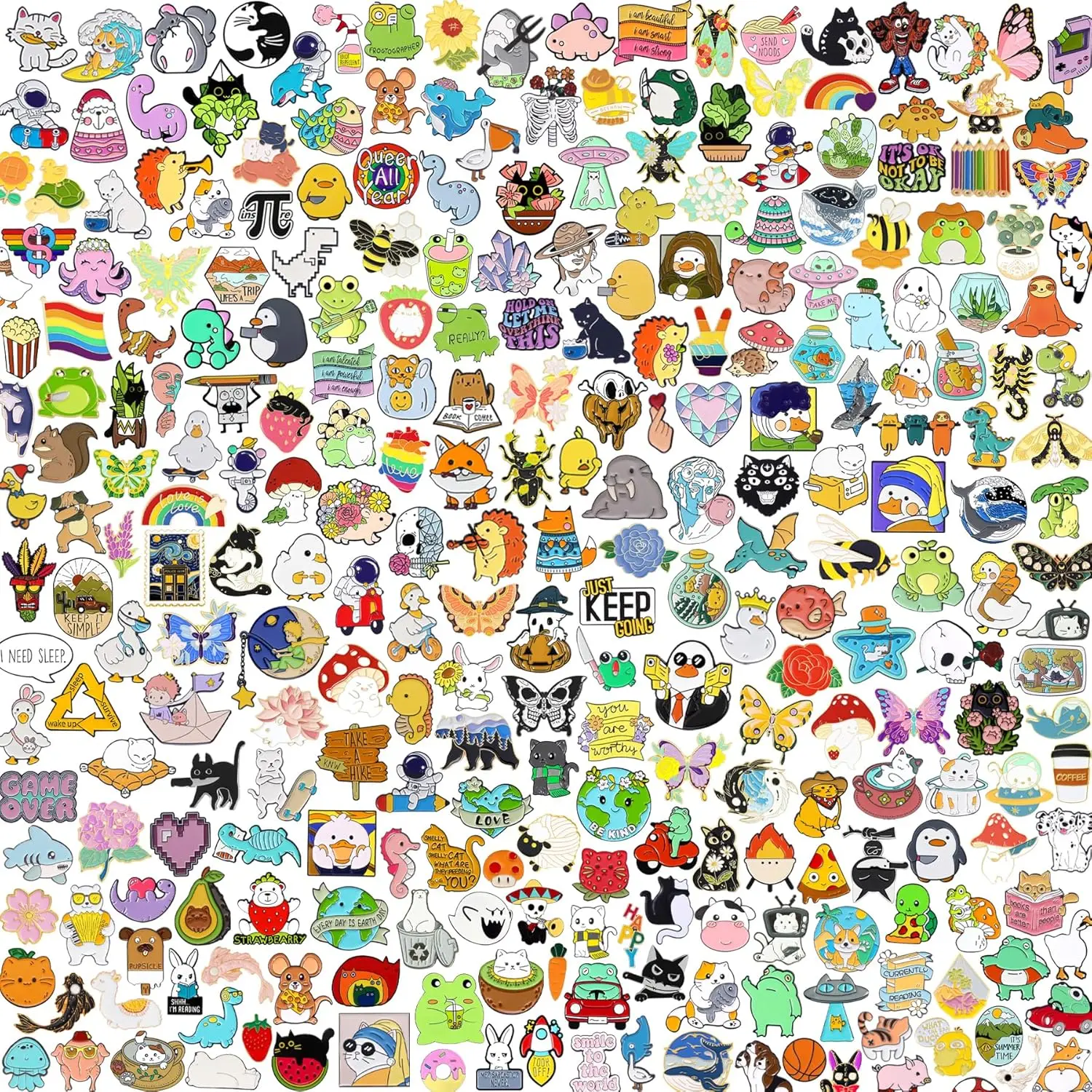 20/40/60 Count Cute Mixed Enamel Pins Bulk Set, Funny Plant Anime Lapel Badges, Cartoon Button Pins Jewelry for Backpack Cloths Hats Jacket Decoration, Festival Gifts