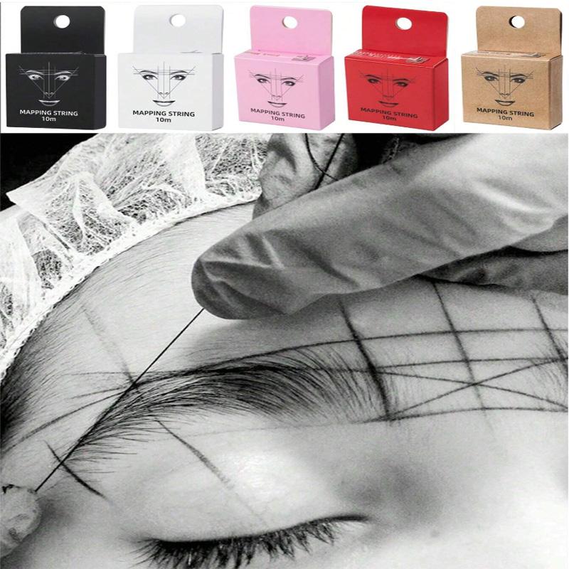 1pc, White/Black Microblading Mapping String Permanent Makeup Pre-Inked Eyebrow Marker Thread Brow Positioning Tool Cosmetic PMU Supply