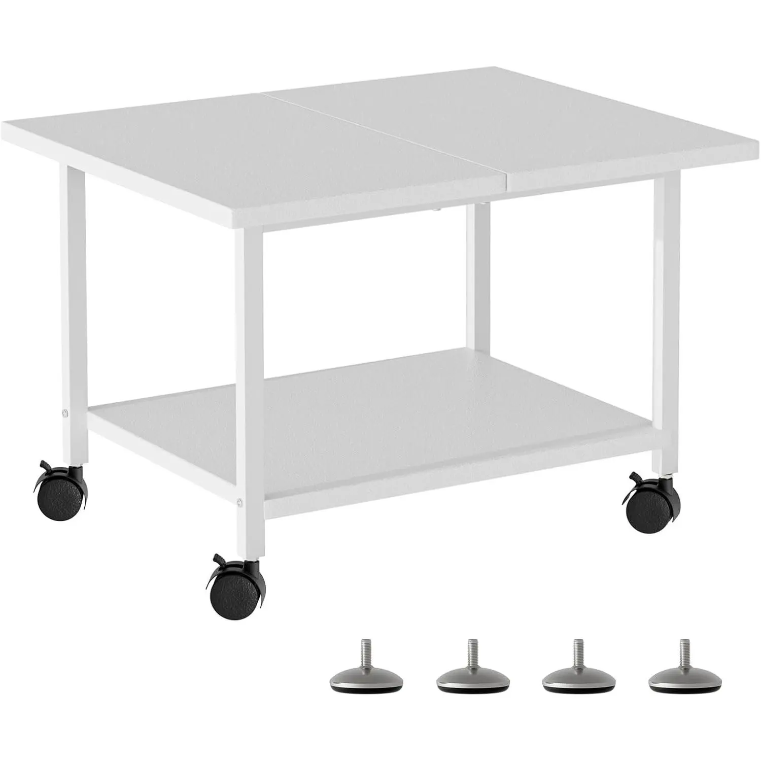 2-Tier Under Desk Printer Stand, Printer Cart with Wheels for Home Office, Heavy-Duty Storage Shelf, White