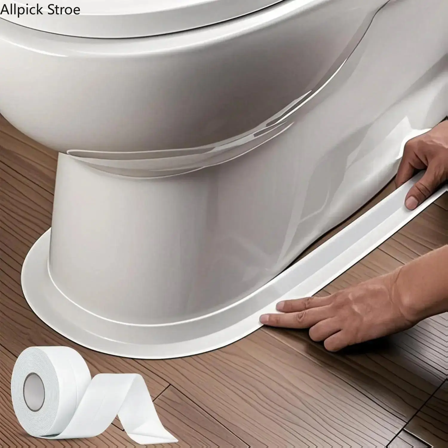 1 Roll White Self-Adhesive Caulk Tape, 3.2m Flexible Sealing Strip with Super Strong Adhesion - Water-Resistant for Kitchen Sinks, Bathroom Tubs & Toilets, Meter