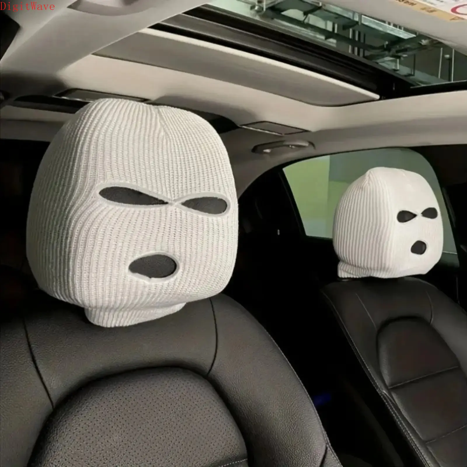 2‑Pack Car Headrest Covers, Funny Unique Design Universal Stretchable Fit, Personalized Auto Seat Headrest Protector, Cool Interior Accent Accessory for Car Truck SUV Vehicle Interior Decoration Upgrade