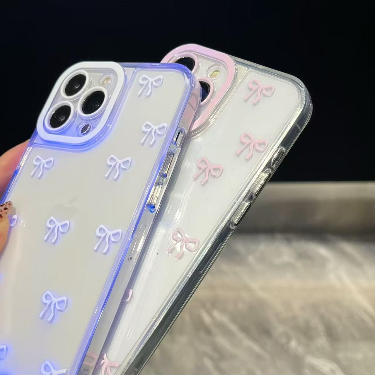 Butterfly Bow Design Phone Case for iPhone 17 & 16 Sound-Activated Call Notification Pink White Influencer Favorite Charming Design