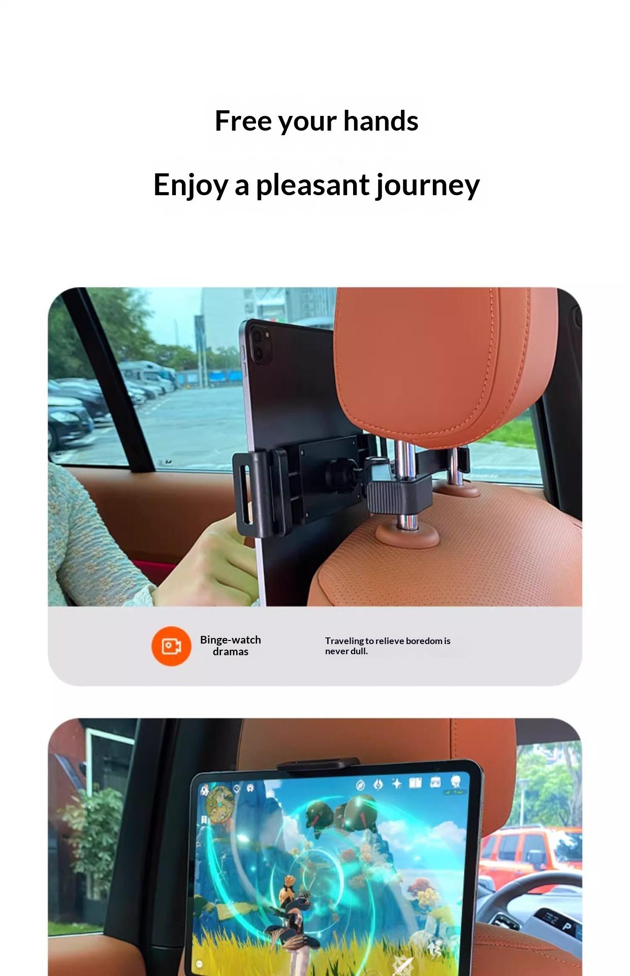 Car tablet bracket, rear seat back ipad support frame, rear seat headrest retractable, rotatable and fixed mobile phone bracket