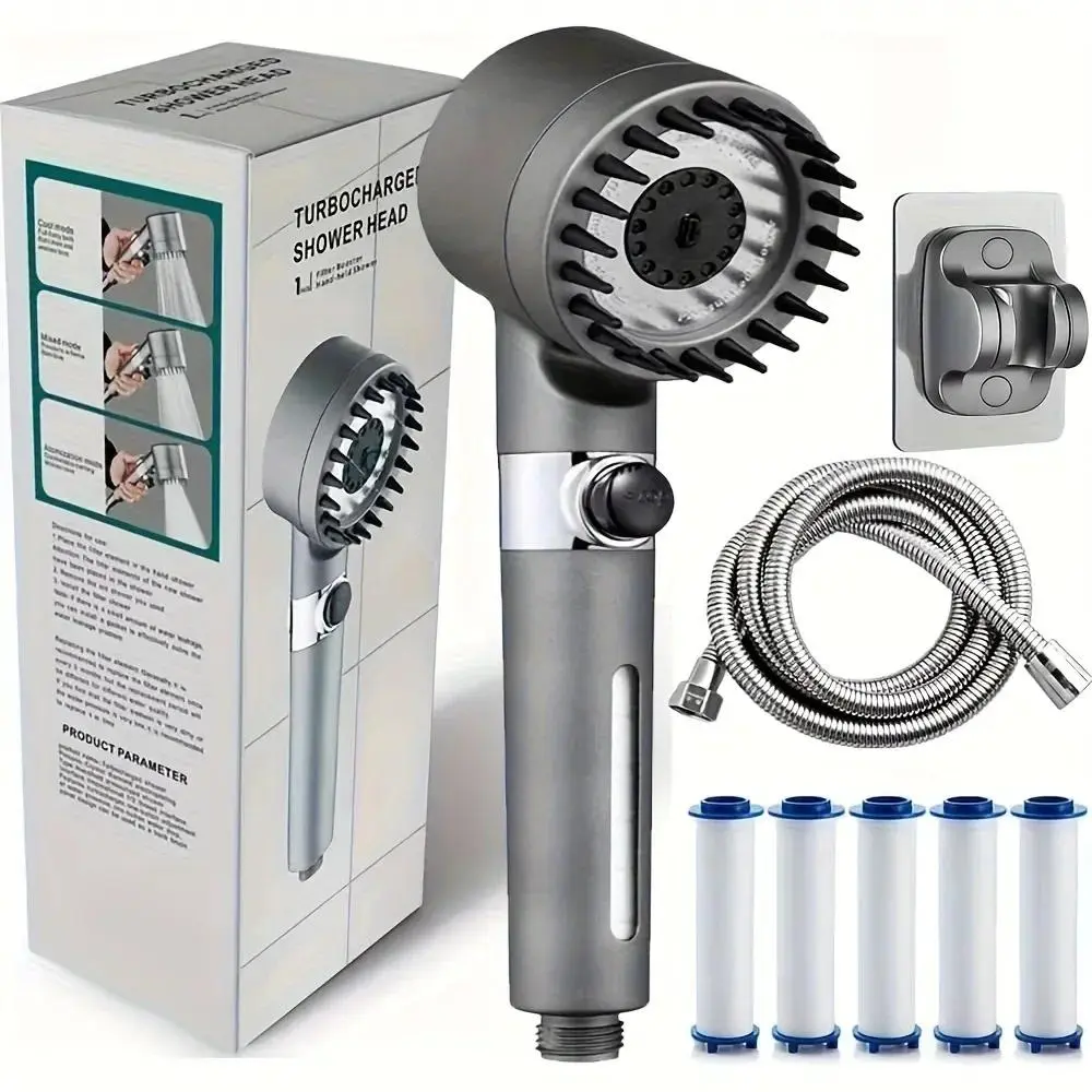 2026 New Ion Drop Handheld Filter Shower Head Turbo Pressure Boost Showerhead with Multiple Spray Modes & Built-in On/Off Switch