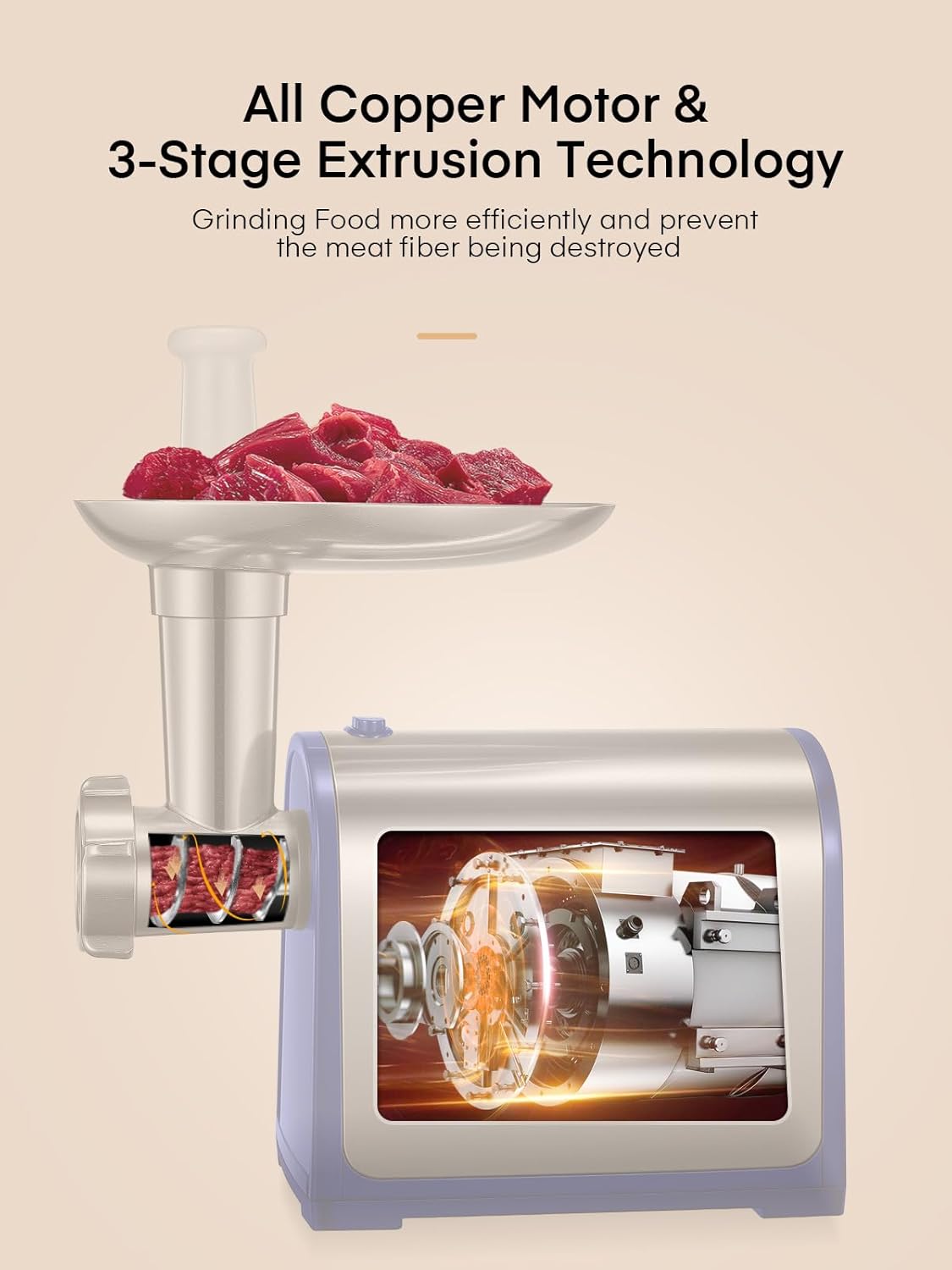 Electric Meat , Sausage Stuffer with 3 Sausage Tubes, 2 , 3 Plates, 3200W Max, Meat  Heavy Duty for Home Kitchen Use, Stainless Steel (Blue)