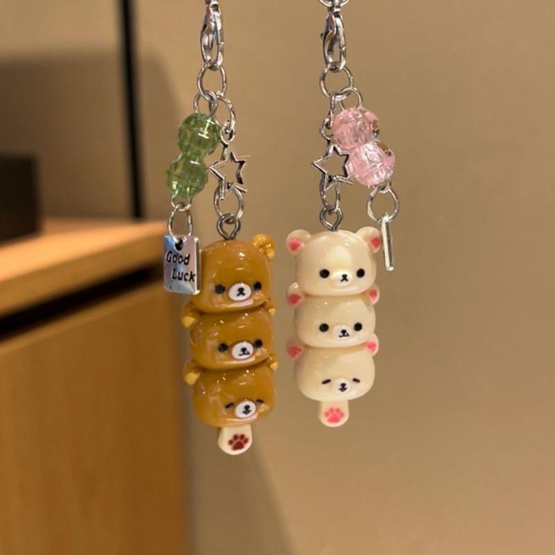 Cute Bear Phone Charms Pendant Kawaii Anime Keychain Accessories For Keys Schoolbag iPhone 17Promax Airpods Korea Y2K Stylish Bear Design