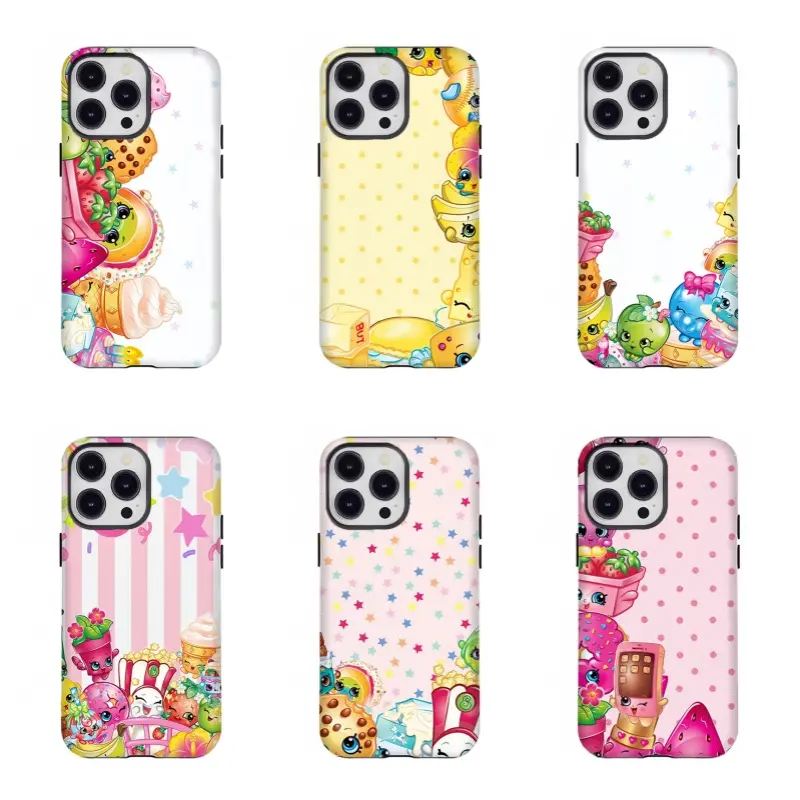 Cute Shopkins Cartoon Phone Case,Y2K Kawaii Sweet Aesthetic Compatible for iPhone 17 16 15 14 13 12 11 and for Samsung S21-S25,Kawaii Food Lover Gift