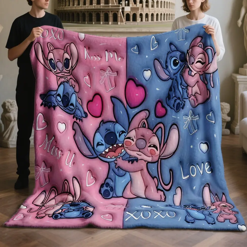 Stitched Couple Theme Nap Blanket, Creative Digital Print Polyester Flannel Blanket, Holiday Gift Throw, Soft Blanket Throw, Wall Hanging, Sofa Bed Cover, Travel Bedding Blanket, Outdoor Travel Multi-Purpose Rug, Flannel Printed Blanket