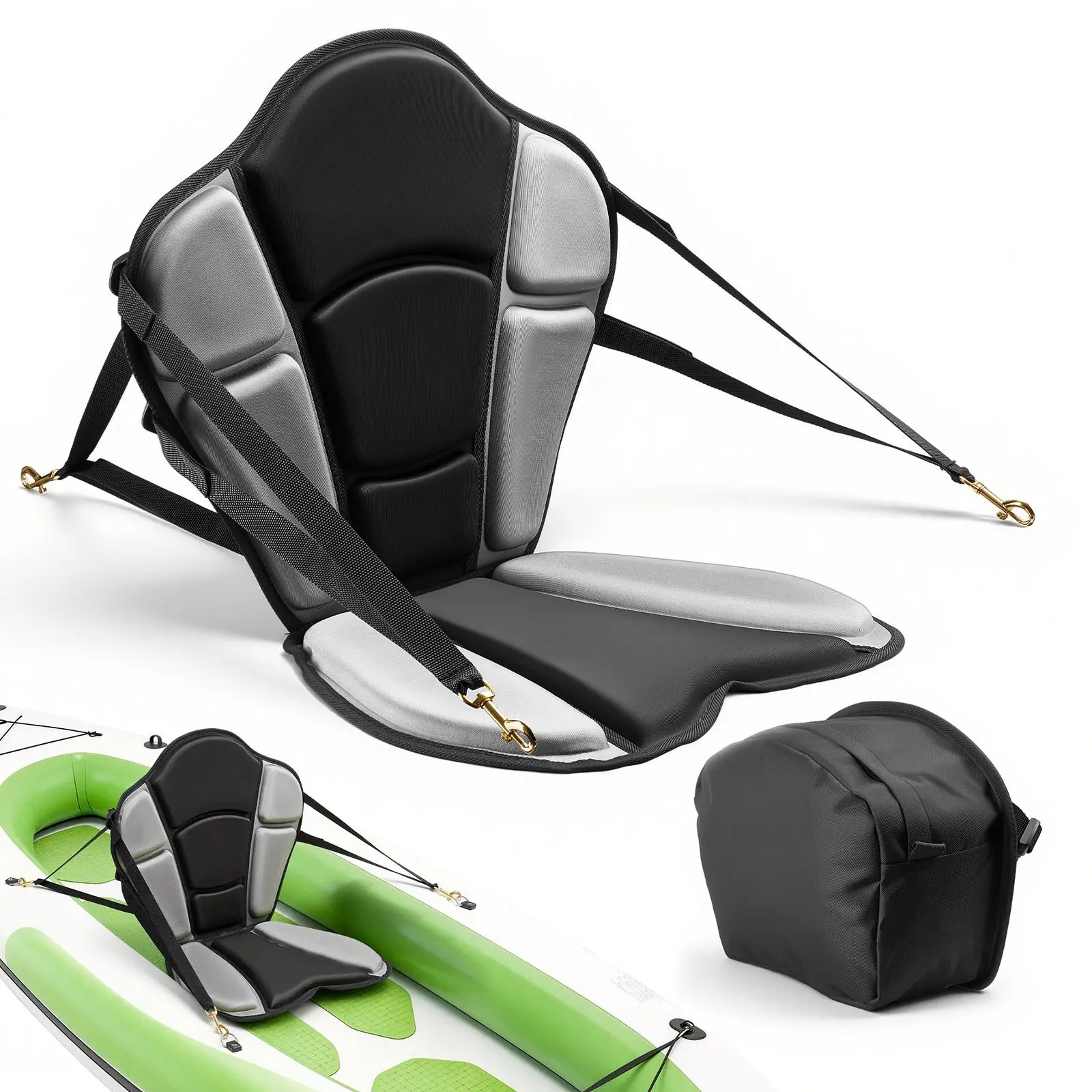 【Summerfinds】VEVOR Kayak Seat, 1 Pack 1" Thick, Universal Paddle Board Seat with Back Support, Sit-on-Top Soft Padded Cushion with Storage Bag & Adjustable Straps for SUP, Fishing Boat, Inflatable Kayak, Rowboat
