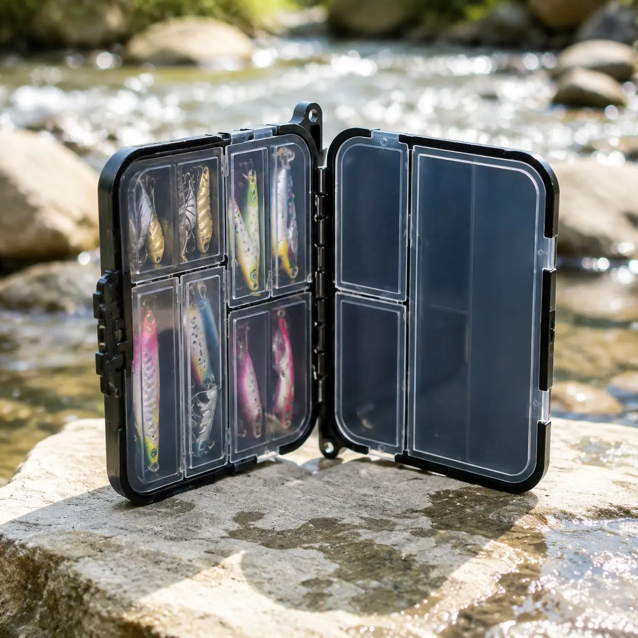 Portable Dual-Sided Fishing Gear Box, Waterproof Bait Organizer, Multi-Functional Hard Bait Spoon Hook Container, Small Fishing Accessories Storage Case