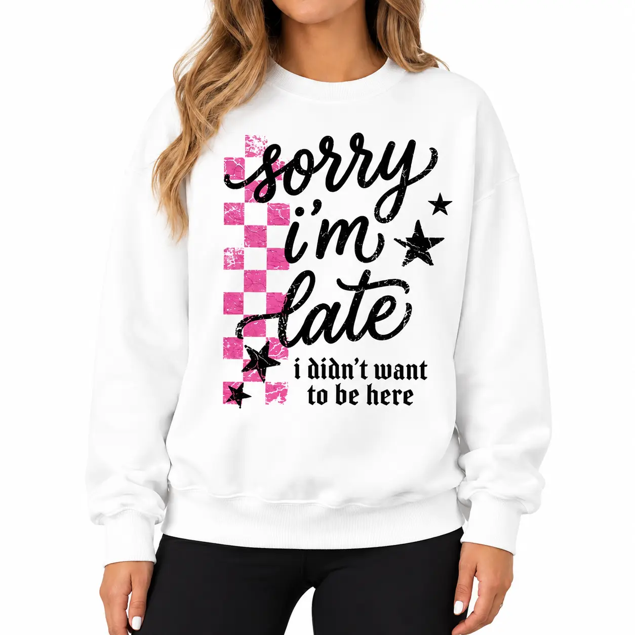 I'm Sorry I'm Late Sweatshirt Printed Casual Loose Fit Crewneck Pullover Tops Soft Comfortable Daily Wear Sweatshirts For Women Men Teens Perfect For Hangouts School Work Lazy Days