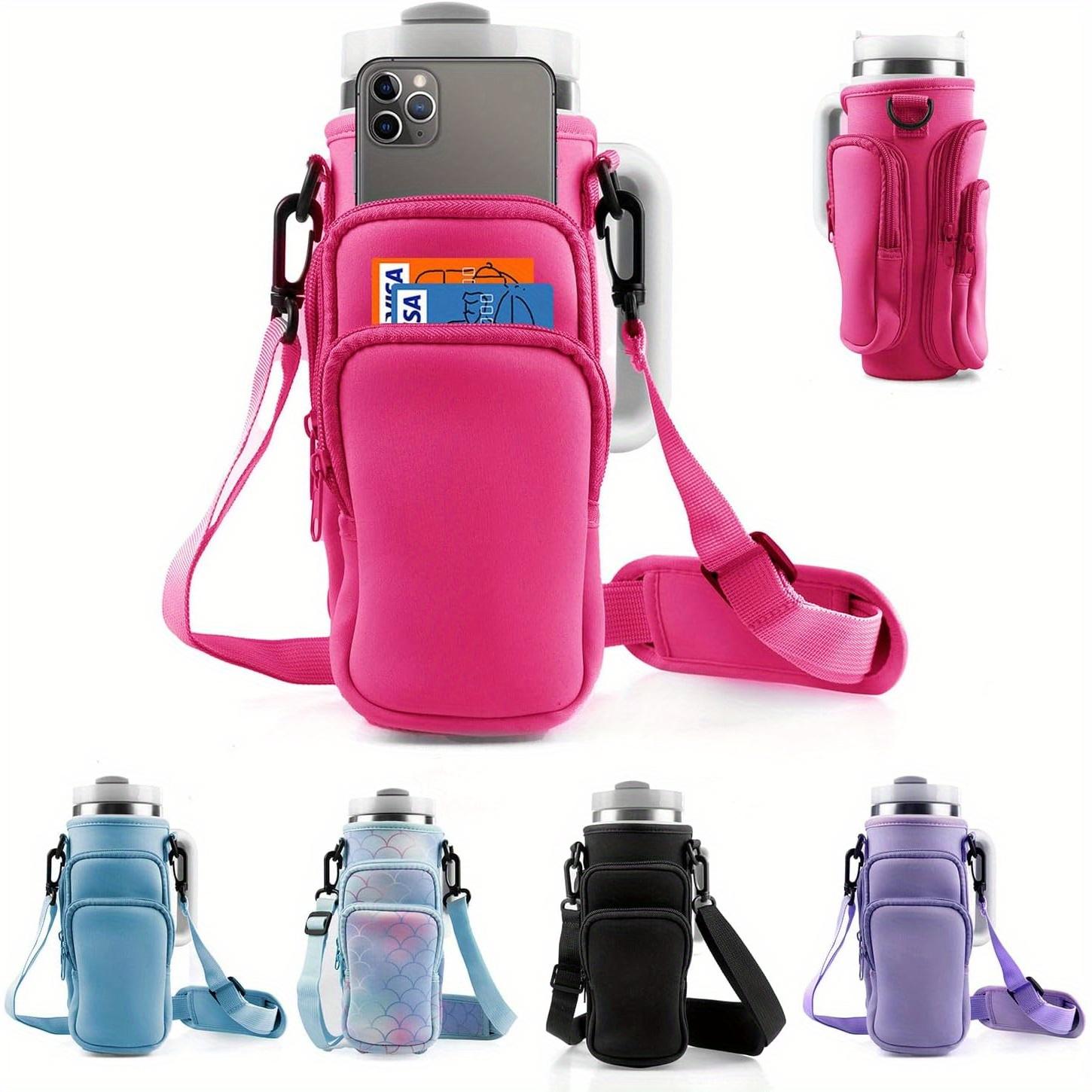 Water Bottle Carrier Bag with Phone Pocket for Stanley Cup 40/30oz,Insulated Neoprene Water Bottle Holder Pouch Cross-boday Bag with Adjustable Shoulder & Handheld Strap Stanley Cup Accessories 3 Pockets