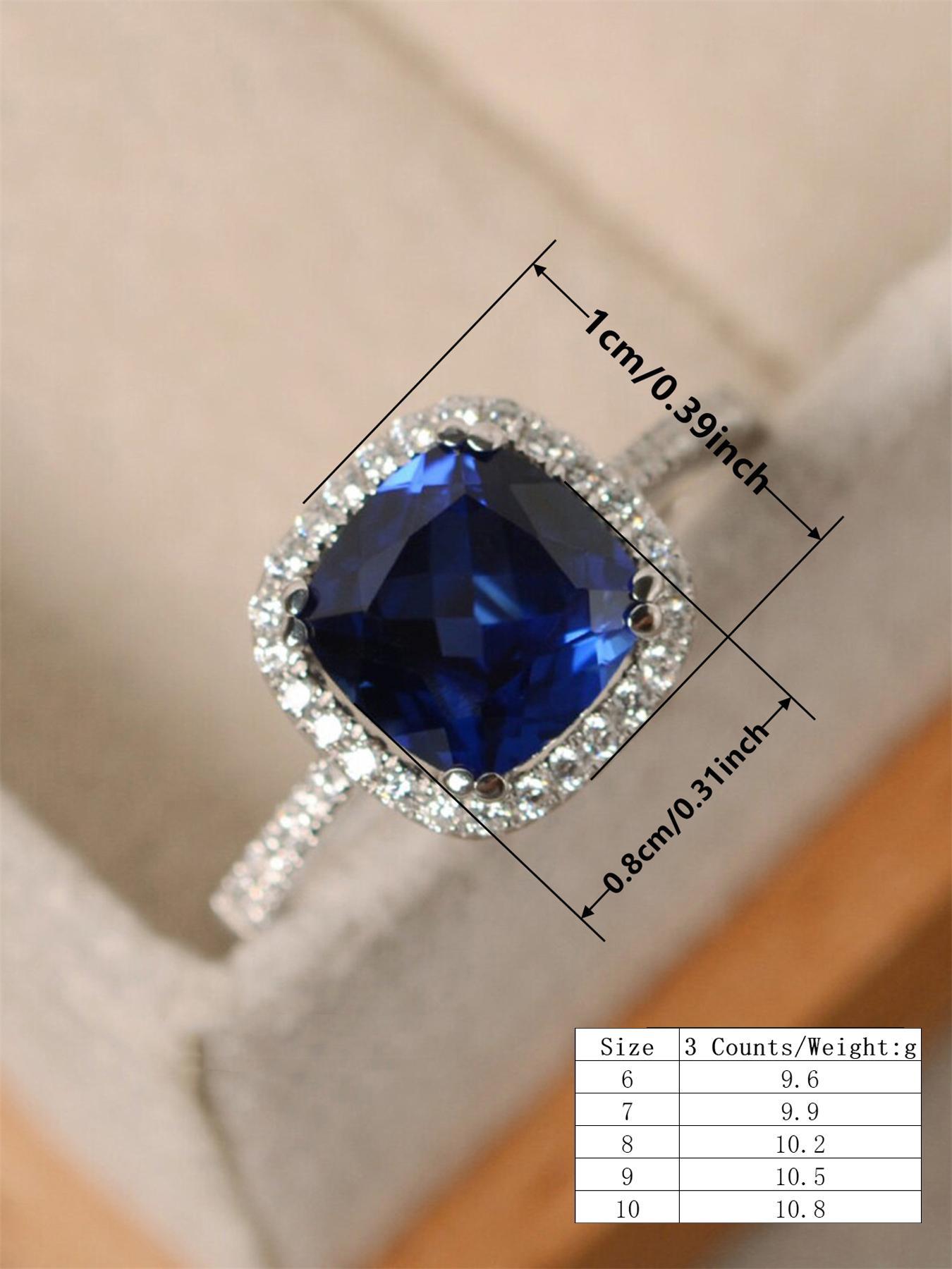 S925 Sterling Silver Rhinestone Decor Emerald Cut Solitaire Ring, Elegant Fashion Accessories for Women, Trendy All-match & Exquisite Jewelry for Birthday Gift, with Box