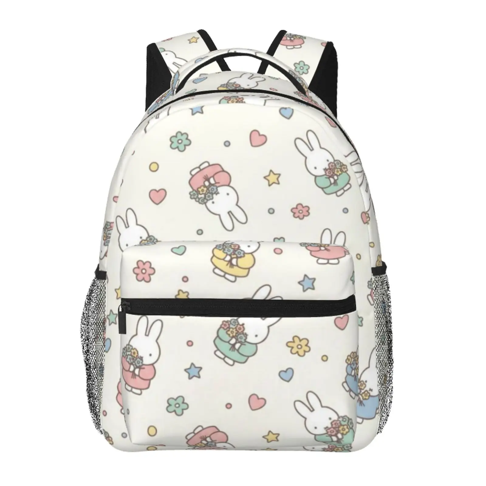 Anime Miffy3 Printed Backpack, Cute School bag for Girls Boys Teens, Cartoon Backpacks Kawaii Kids Lightweight backpack with adjustable straps Bookbag, Travel, School, College, Work, Backpack, Daily Use