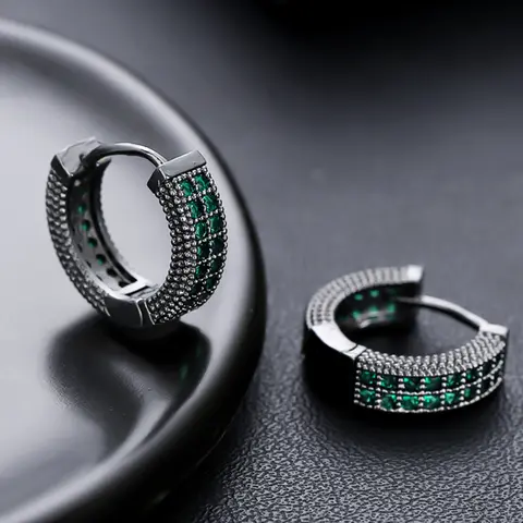 Men's Stylish Rhinestone Decorated Bling Hoop Earrings, Statement Earring, Fashion Jewelry for Party, Daily Clothing Decor, Trendy All-match & Exquisite Jewelry for Birthday Gift, High Quality Earrings, Trendy Fashionable Accessories