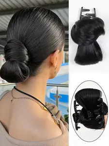 Synthetic Hair Bun Clip, Hairpieces, Elegant Straight Hairstyle, Easy-To-Use Hair Accessory, Perfect for Daily and Party Looks, Instant Styling Solution